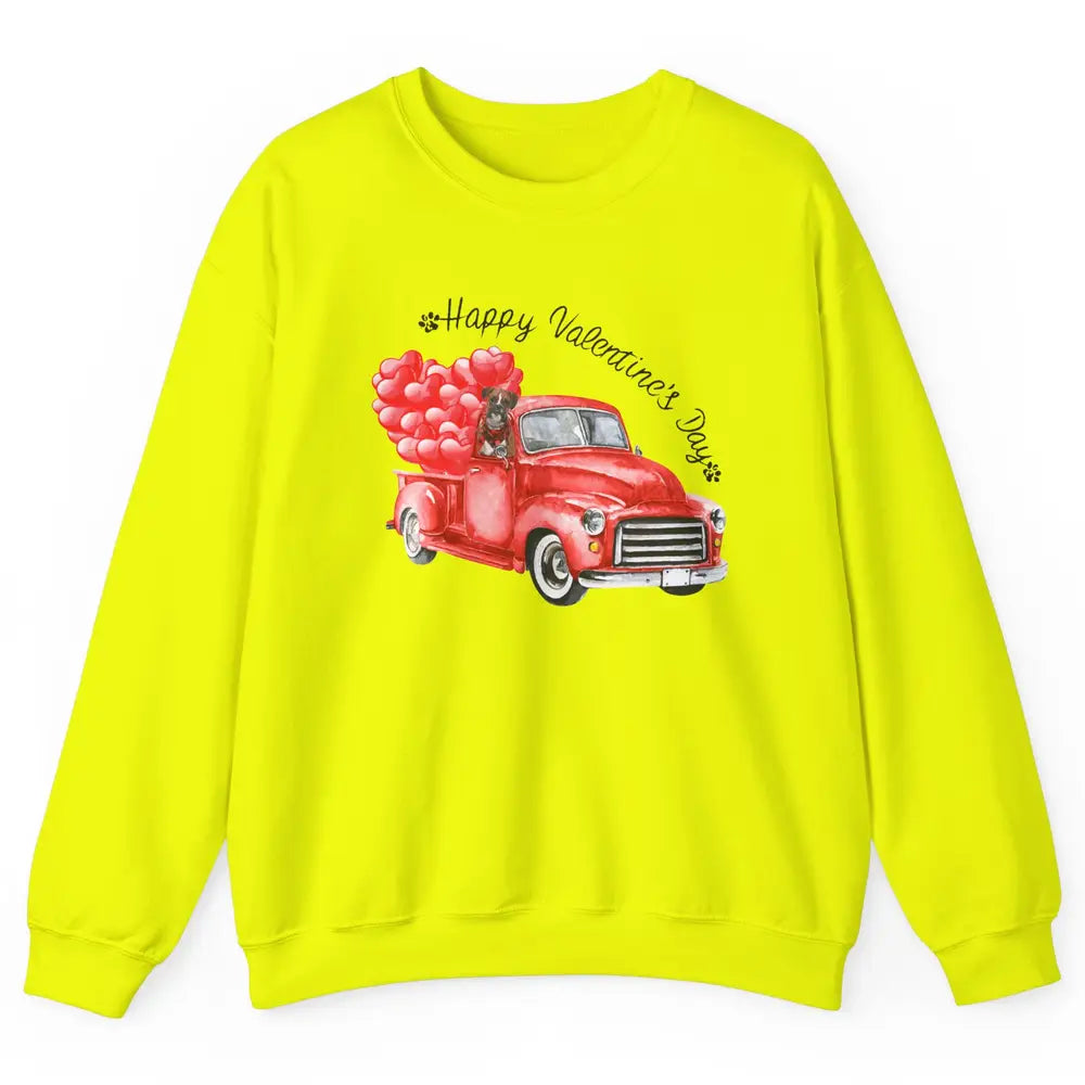 Boxer On Heart Truck Happy Valentines Day Boxer Dog Lovers Unisex Crewneck Sweatshirt