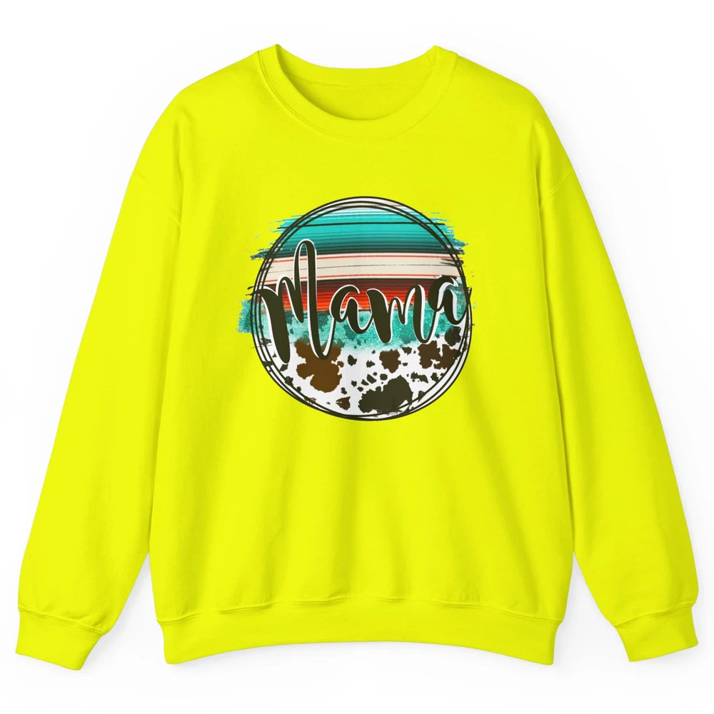 Western Country Boho Mama Cowhide Turquoise Western Mama Unisex Crewneck Sweatshirt