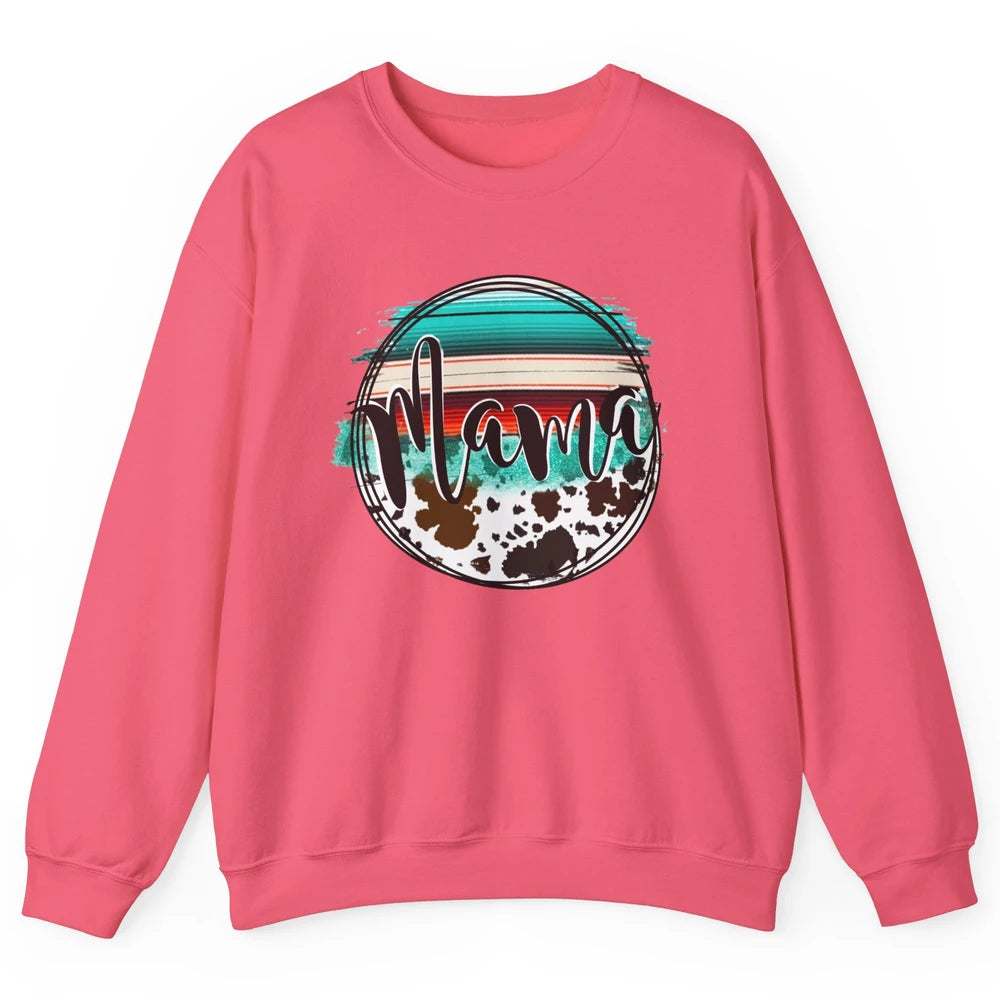 Western Country Boho Mama Cowhide Turquoise Western Mama Unisex Crewneck Sweatshirt