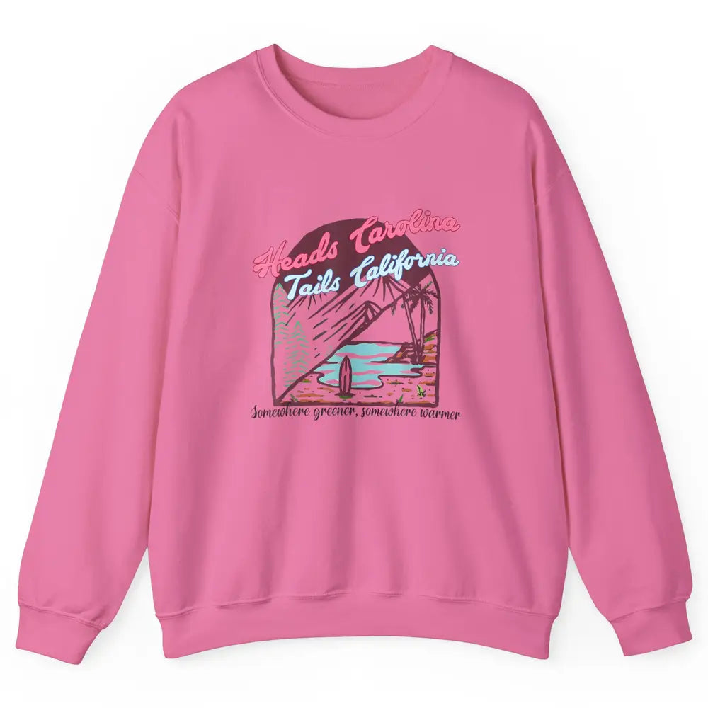 Western Heads Carolina Tails California Retro Beach Surf Unisex Crewneck Sweatshirt