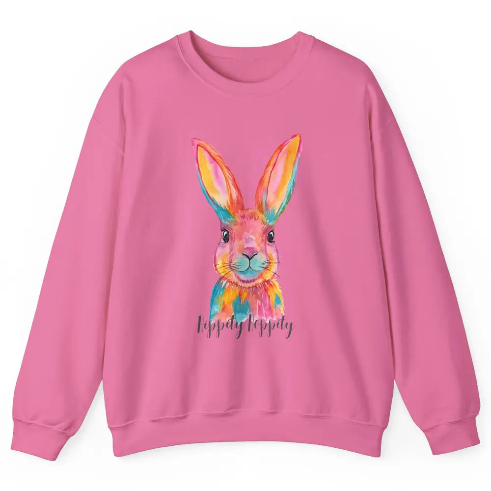 Watercolor Hippity Hoppity Bunny Dance Easter Rabbit Hip Hop Unisex Crewneck Sweatshirt