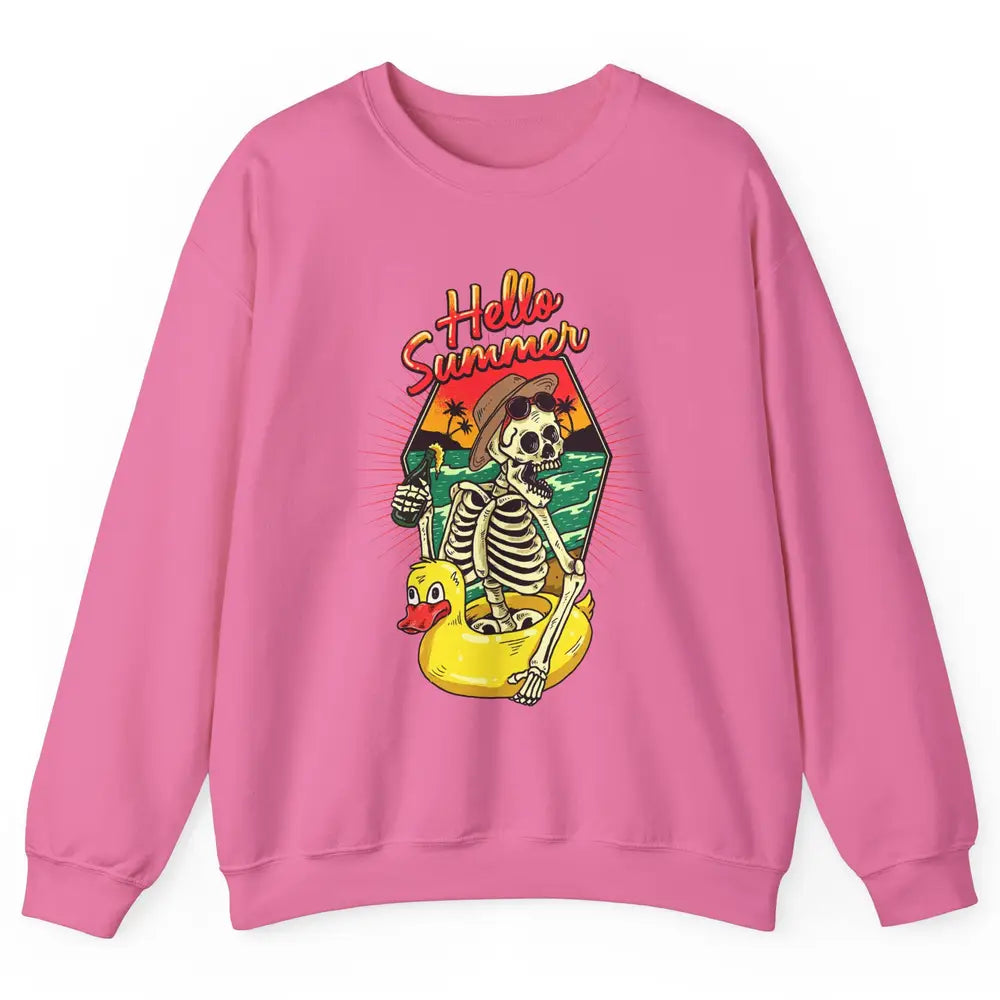 Summer Vibes Skeleton Funny Skeleton On Beach Sunset Unisex Crewneck Sweatshirt