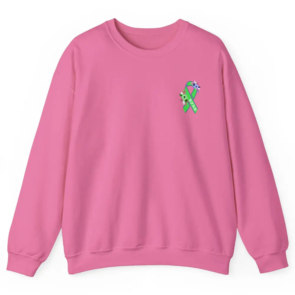 Body Focused Repetitive Disorder BFRB Floral Green Ribbon Unisex Crewneck Sweatshirt