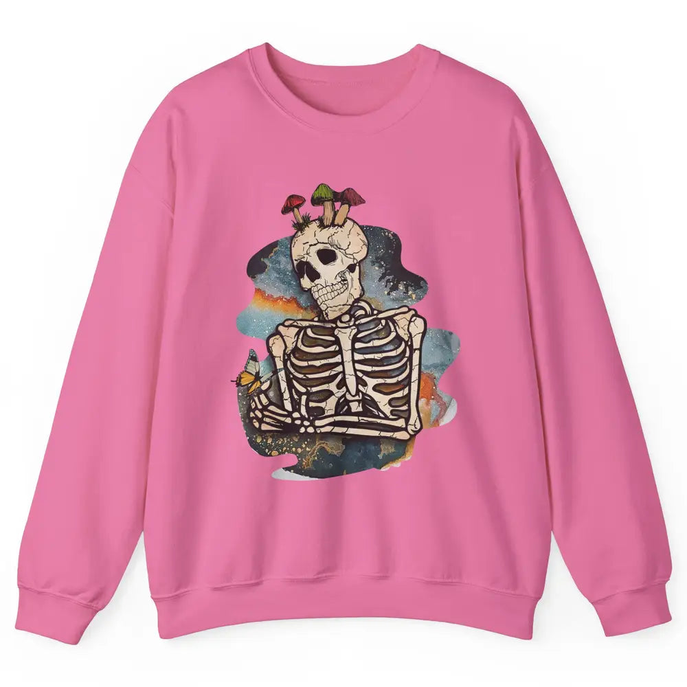 Vintage Skeleton Bundle Mushroom Plant Lovers Gardeners Gift Unisex Crewneck Sweatshirt