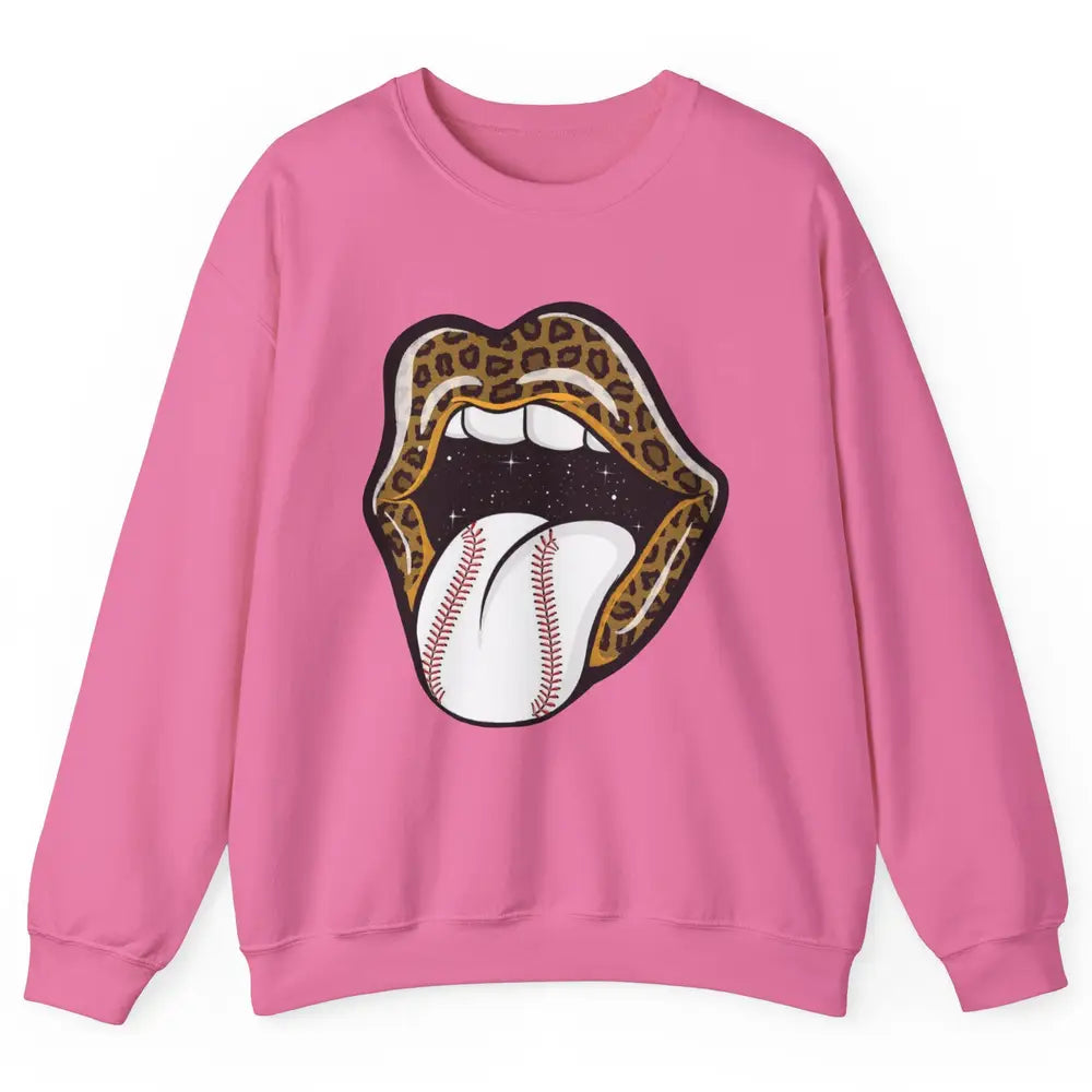 Baseball Lovers Leopard Lips Baseball Players Gift Unisex Crewneck Sweatshirt