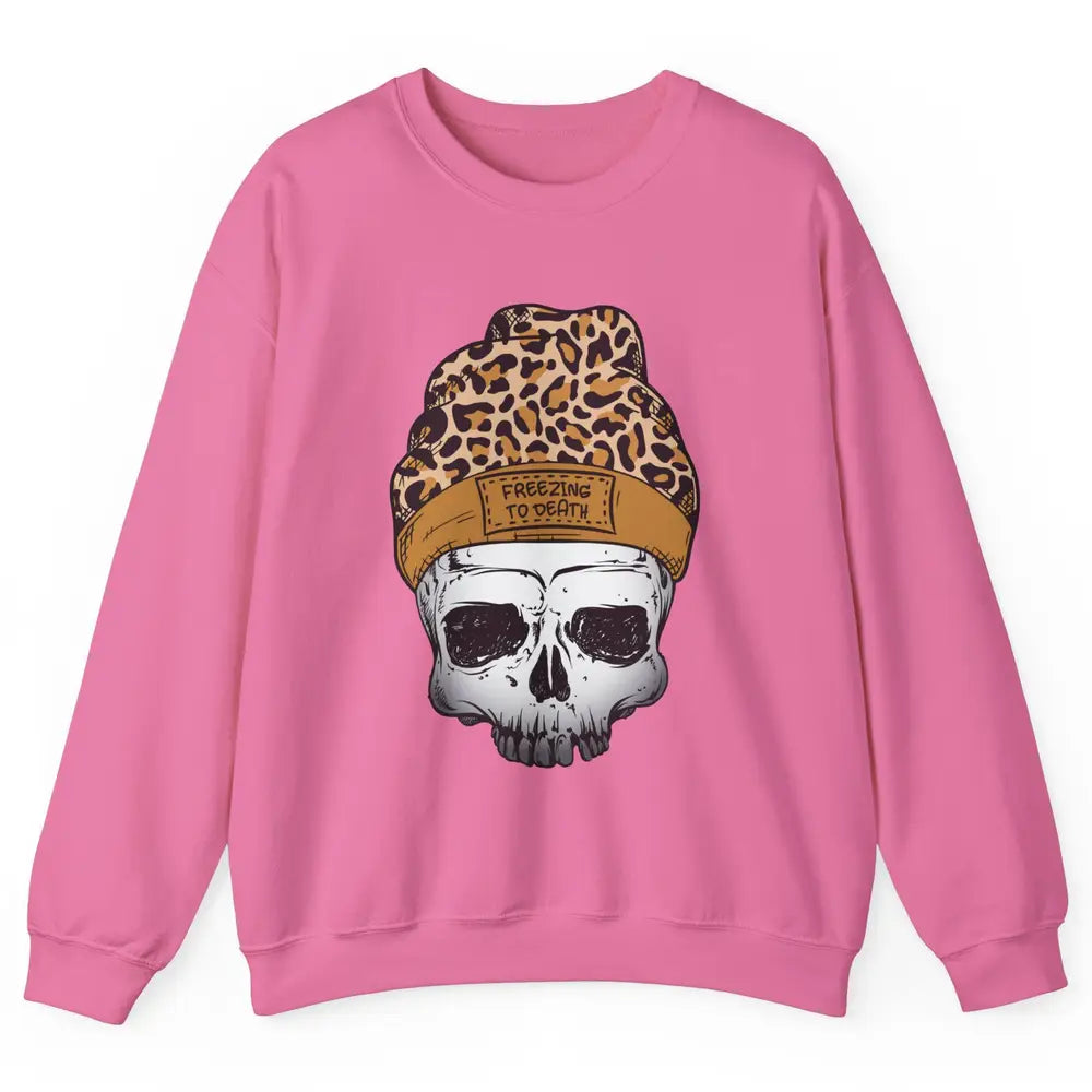 Leopard Skull Freezing To Death Snowflakes Christmas Winter Unisex Crewneck Sweatshirt