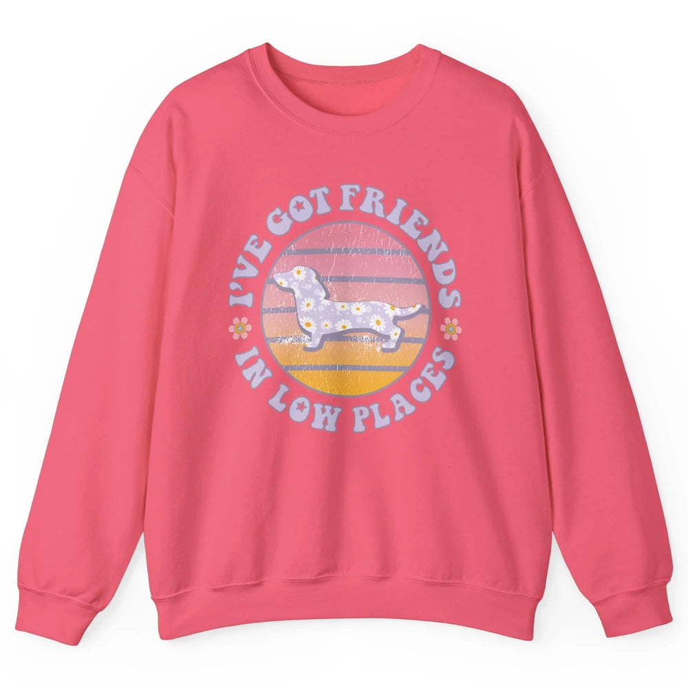 Vintage Dachshund I've Got Friends In Low Places Weiner Dog Unisex Crewneck Sweatshirt