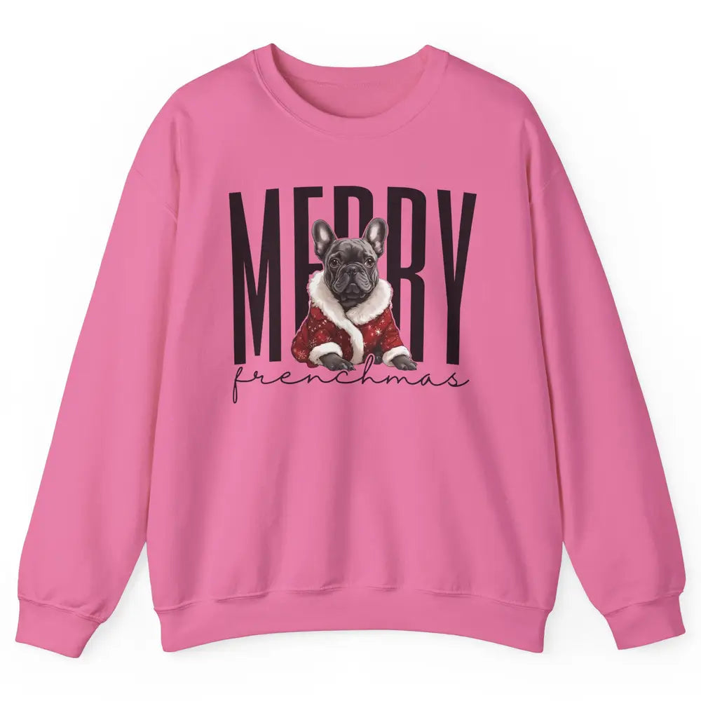 Funny French Bulldog Merry Frenchmas Christmas Dog Mom Unisex Crewneck Sweatshirt