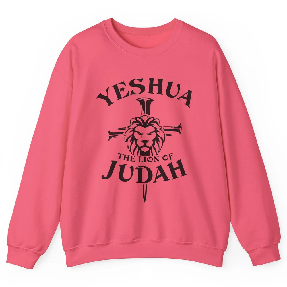 Yeshua Jesus Cross Lion Of Judah Christian Faith Religious Unisex Crewneck Sweatshirt