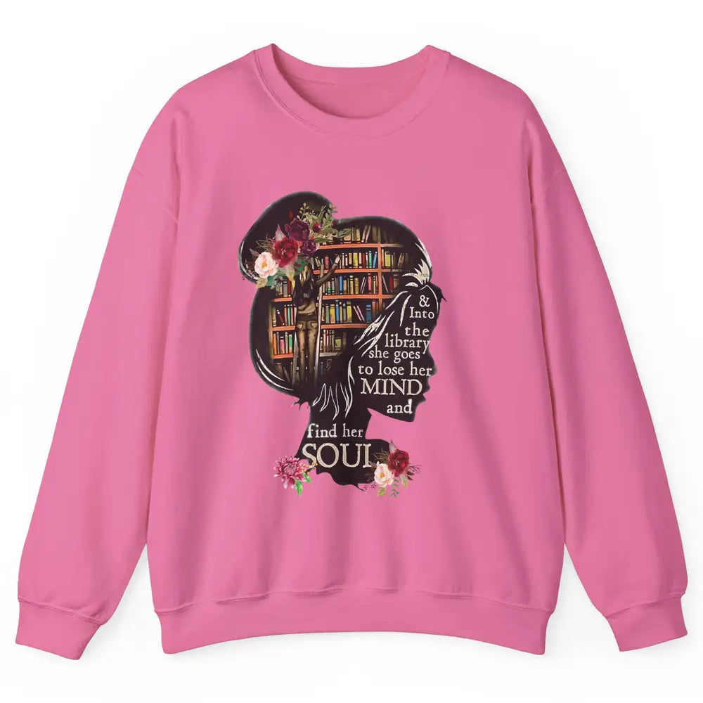 Bookish Into The Library She Goes Booknerd Reading Librarian Unisex Crewneck Sweatshirt