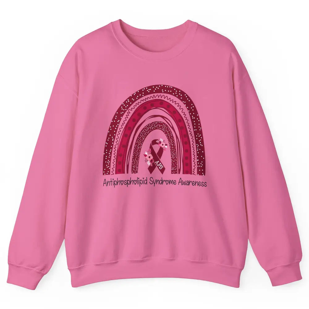 Antiphospholipid Syndrome Awareness APS Burgundy Rainbow Unisex Crewneck Sweatshirt