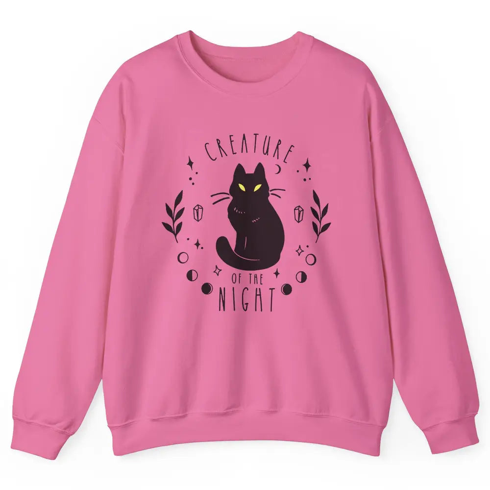 Black Cat Witch Creature Of The Night Halloween Cat Costume Unisex Crewneck Sweatshirt