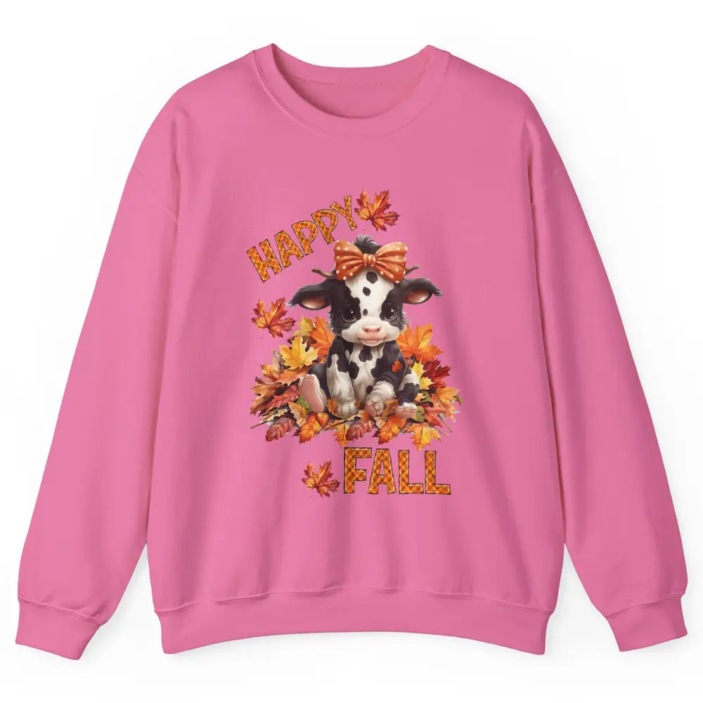 Cute Baby Cow Bandana Hay Fall Pumpkin Thanksgiving Autumn Unisex Crewneck Sweatshirt