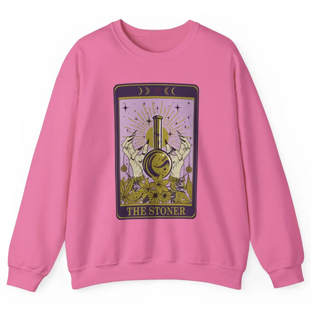 Vintage Witch The Stoner Tarot Card Weed Cannabis Marijuana Unisex Crewneck Sweatshirt