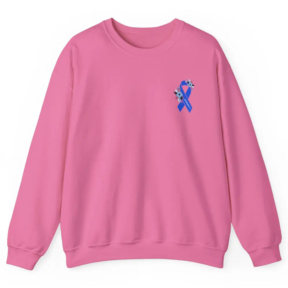 We Wear Blue Angelmans Syndrome Awareness Floral Blue Ribbon Unisex Crewneck Sweatshirt