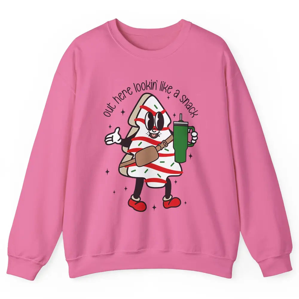 Funny Boo-jee Christmas Tree Cake Out Here Look Like A Snack Unisex Crewneck Sweatshirt