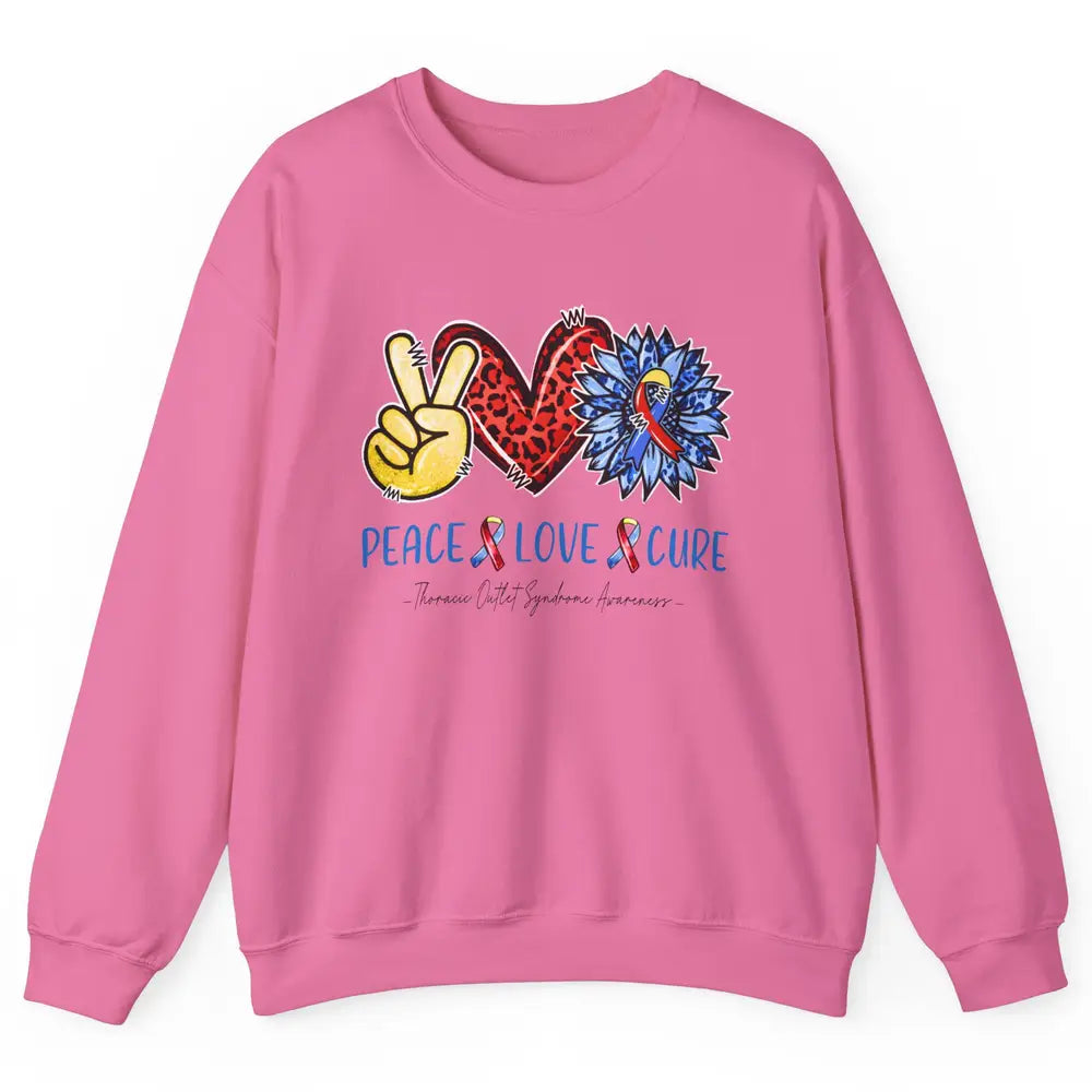 Thoracic Outlet Syndrome Awareness Peace Love Cure Sunflower Unisex Crewneck Sweatshirt