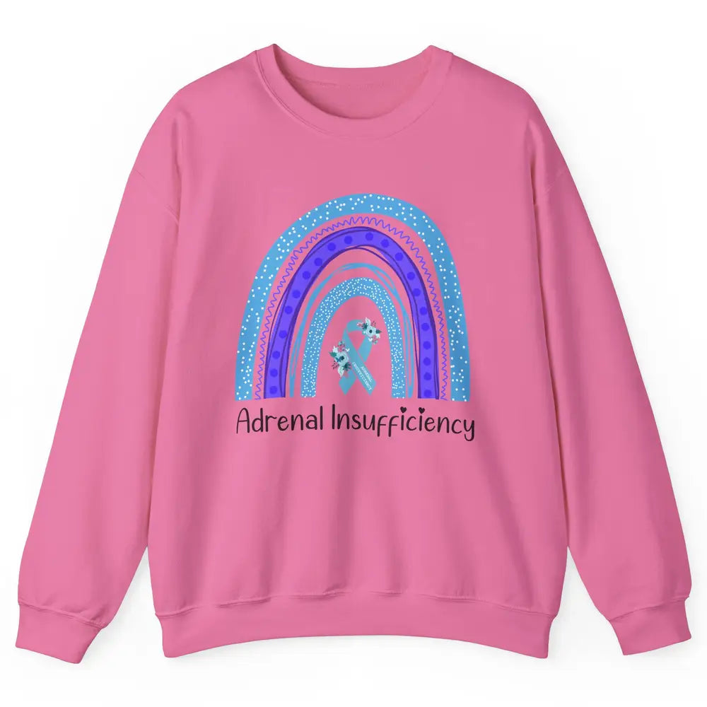 Adrenal Insufficiency Awareness Floral Light Blue Ribbon Unisex Crewneck Sweatshirt