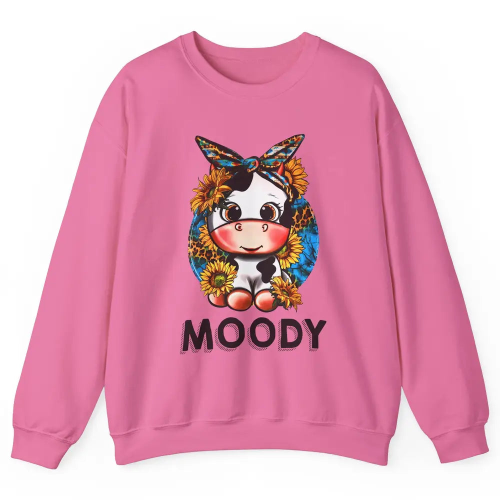 Sunflower Baby Cow Moody Highland Cow Heifer Western Cattle Unisex Crewneck Sweatshirt