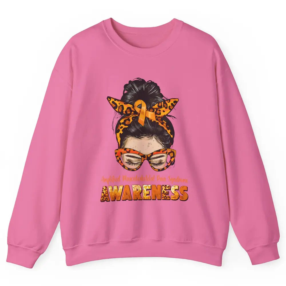 Amplified Musculoskeletal Pain Syndrome Orange Messy Bun Unisex Crewneck Sweatshirt