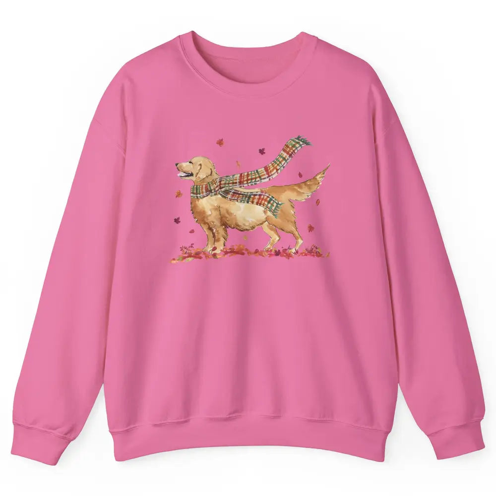 Funny Golden Retriever Autumn Falling Leaves Halloween Fall Unisex Crewneck Sweatshirt