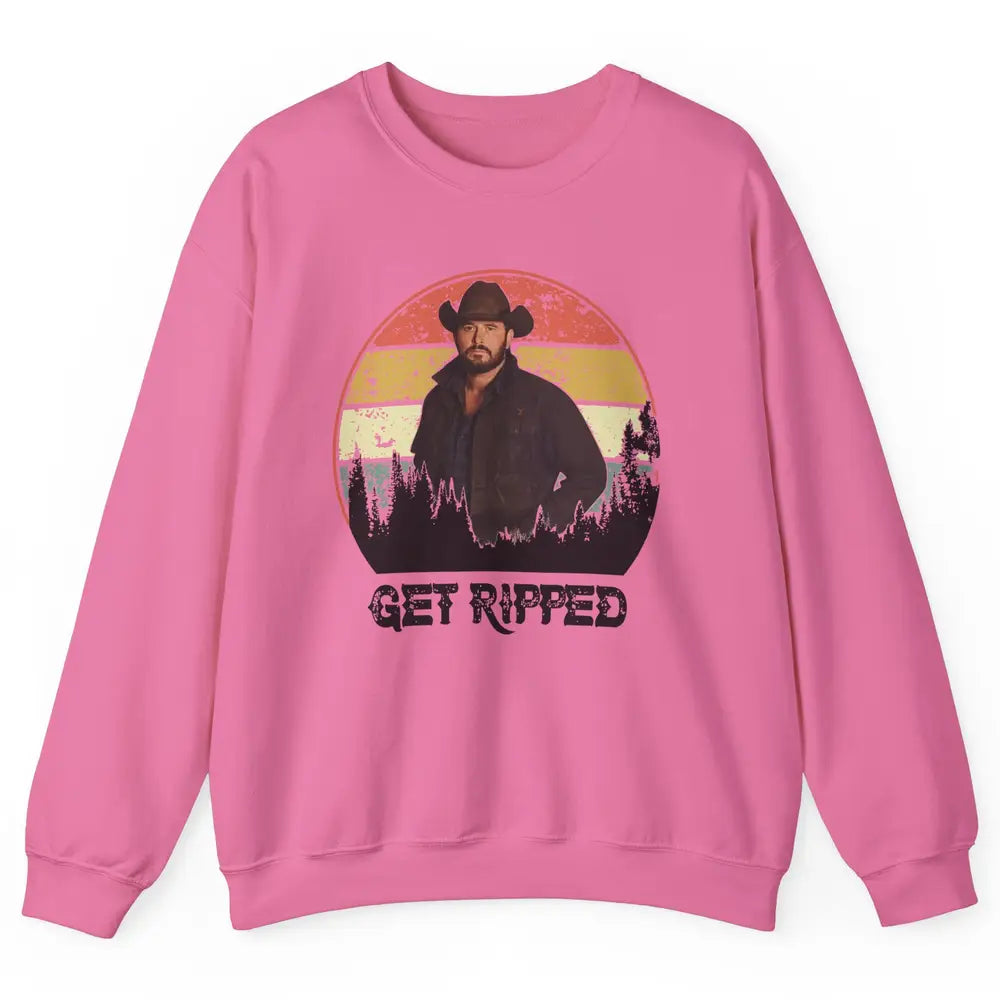 Vintage Cowboy Get Ripped Western Country Music Rodeo Dad Unisex Crewneck Sweatshirt