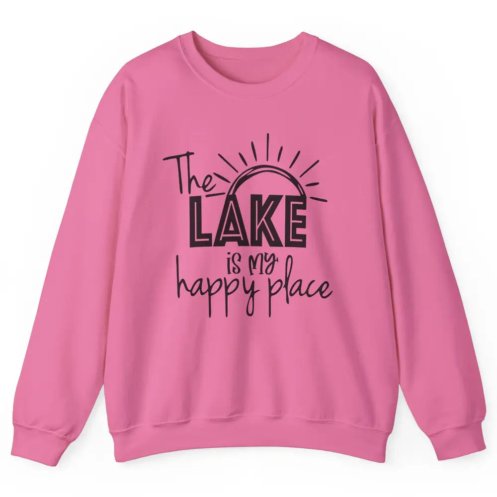 The Lake Is My Happy Place Summer Sunrays Lake Days Kayaking Unisex Crewneck Sweatshirt