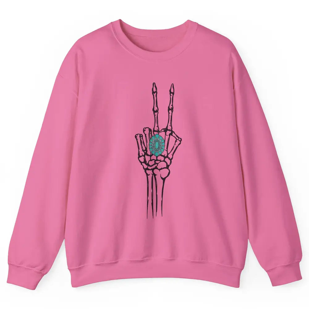 Retro Skeleton Turquoise Ring Western Future Bride Engaged Unisex Crewneck Sweatshirt