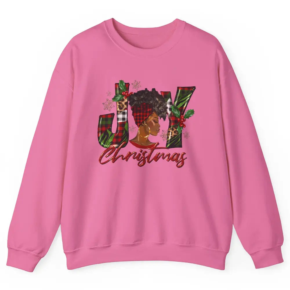 Leopard Black Woman Joy Melanin Christmas Black Christmas Unisex Crewneck Sweatshirt