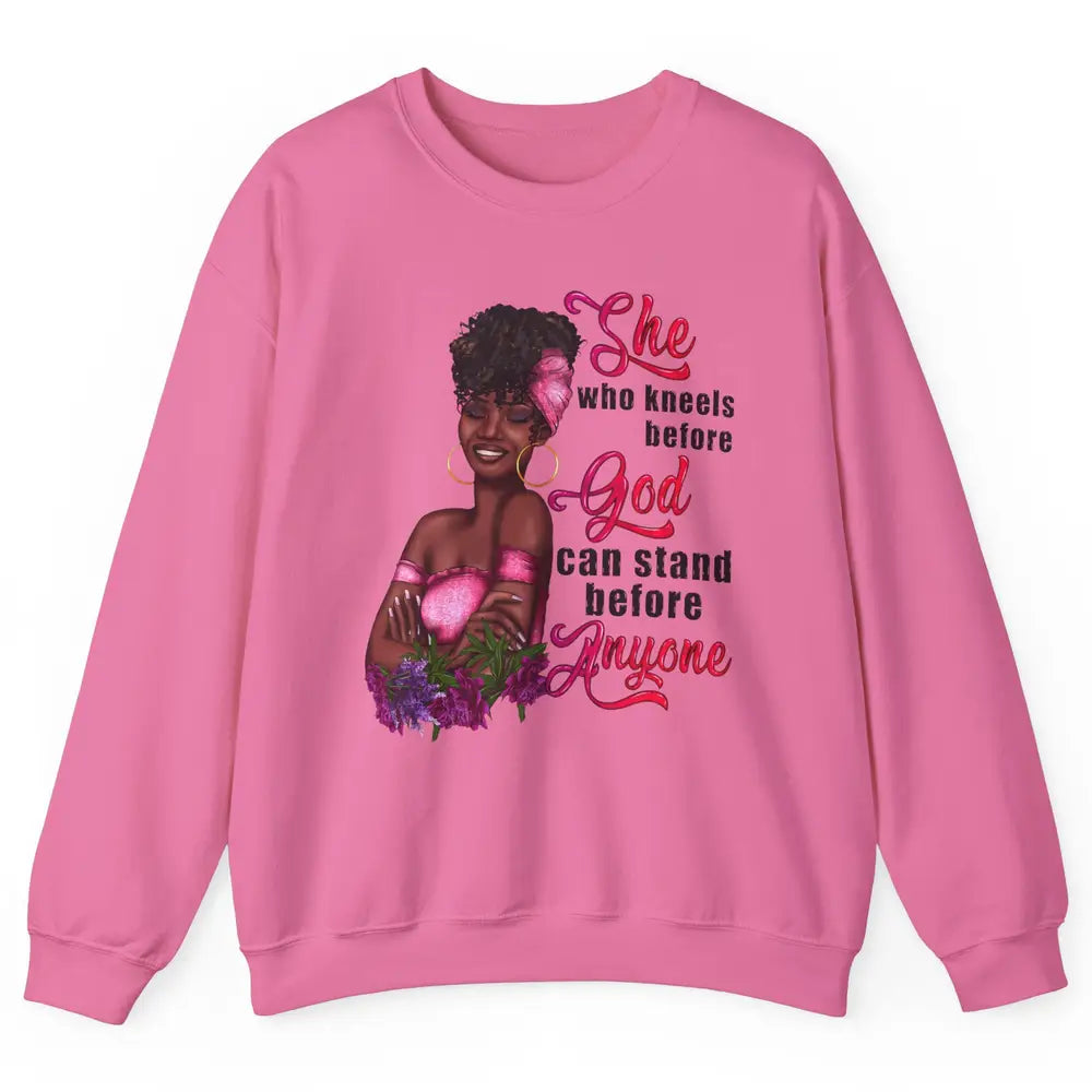 Black Girl She Who Kneels Before God Christian Afro Women Unisex Crewneck Sweatshirt