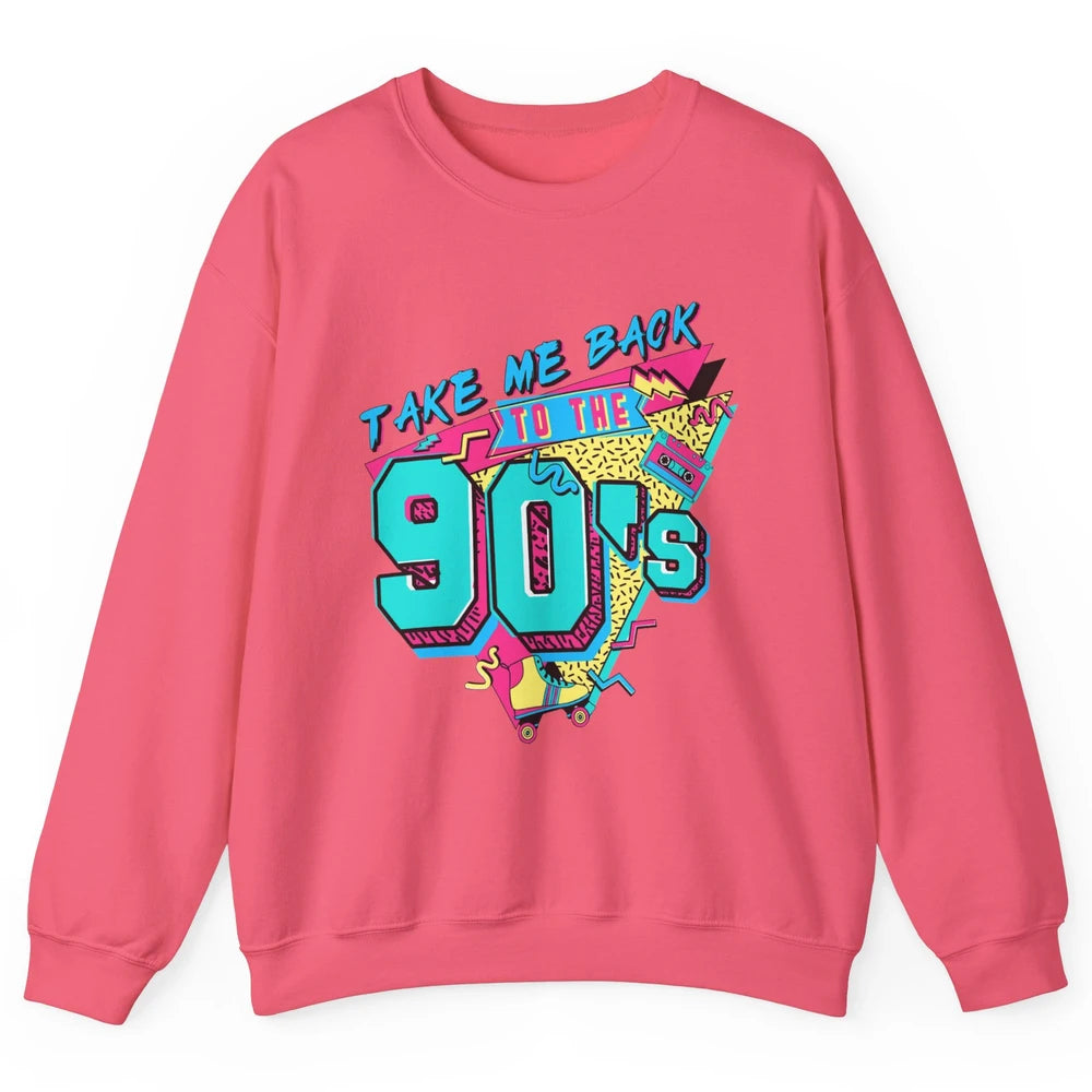 Vintage Take Me Back To The 90s Cassette Retro Rainbow Child Unisex Crewneck Sweatshirt