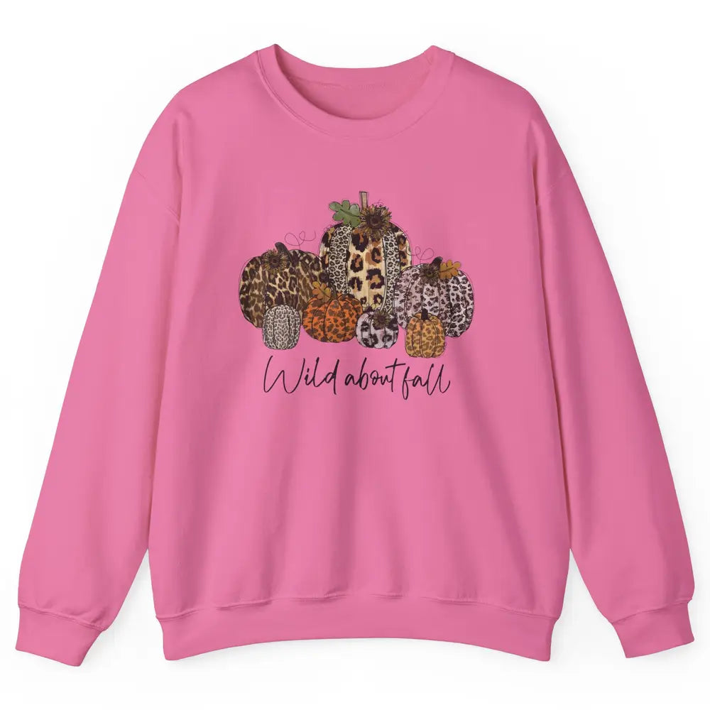 Leopard Pumpkin Patch Wild About Fall Thanksgiving Halloween Unisex Crewneck Sweatshirt