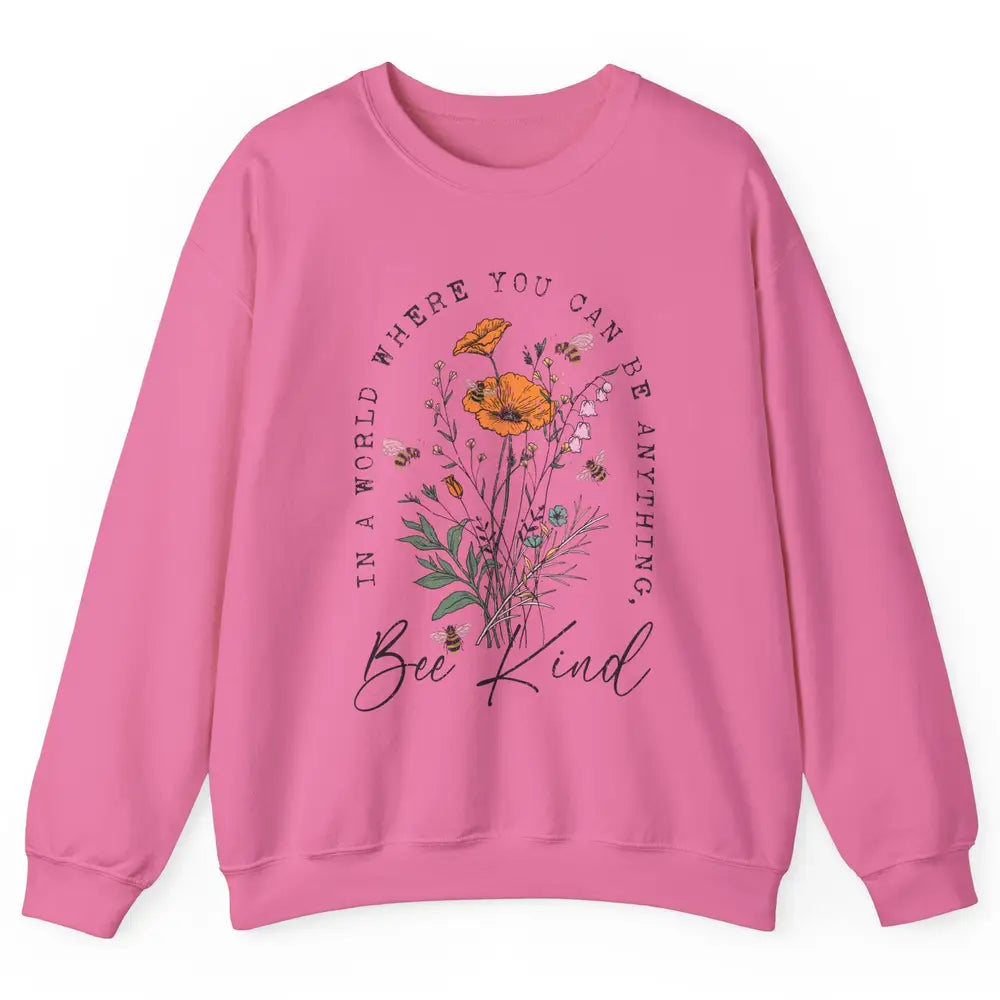 Vintage Bee Kind Daisy Minimalist Positive Mind Wildflower Unisex Crewneck Sweatshirt