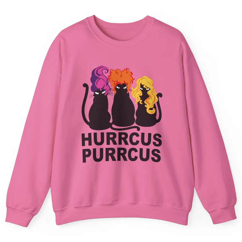 Black Cat Witch Hurrcus Purrcus Halloween Costume Cat Lovers Unisex Crewneck Sweatshirt