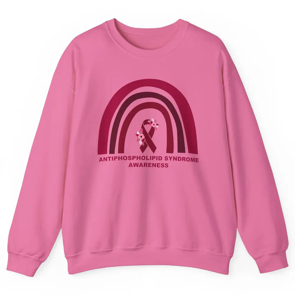 Antiphospholipid Syndrome Awareness APS Burgundy Rainbow Unisex Crewneck Sweatshirt