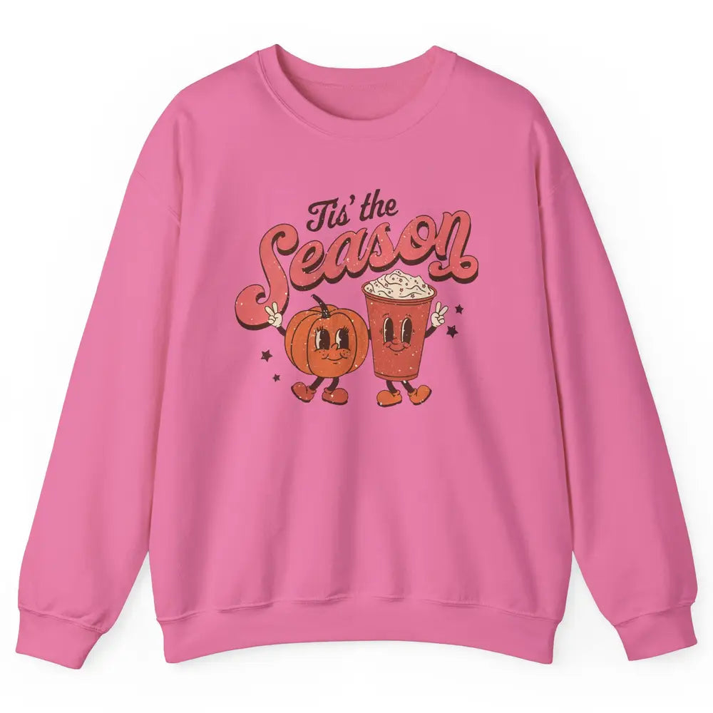 Retro Pumpkin Spice Fall Tis The Season Autumn Thanksgiving Unisex Crewneck Sweatshirt