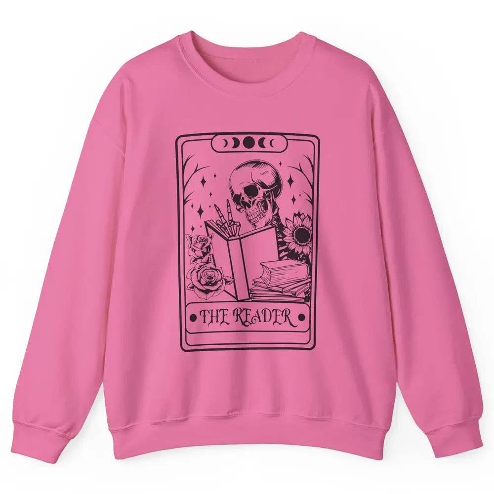 Retro Skeleton The Reader Tarot Card Halloween Romance Book Unisex Crewneck Sweatshirt