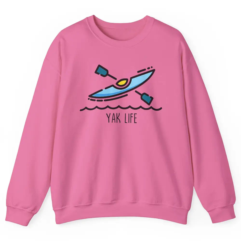 Yak Life Sunset Kayak Kayaking Retro 70s Paddling Outdoor Unisex Crewneck Sweatshirt