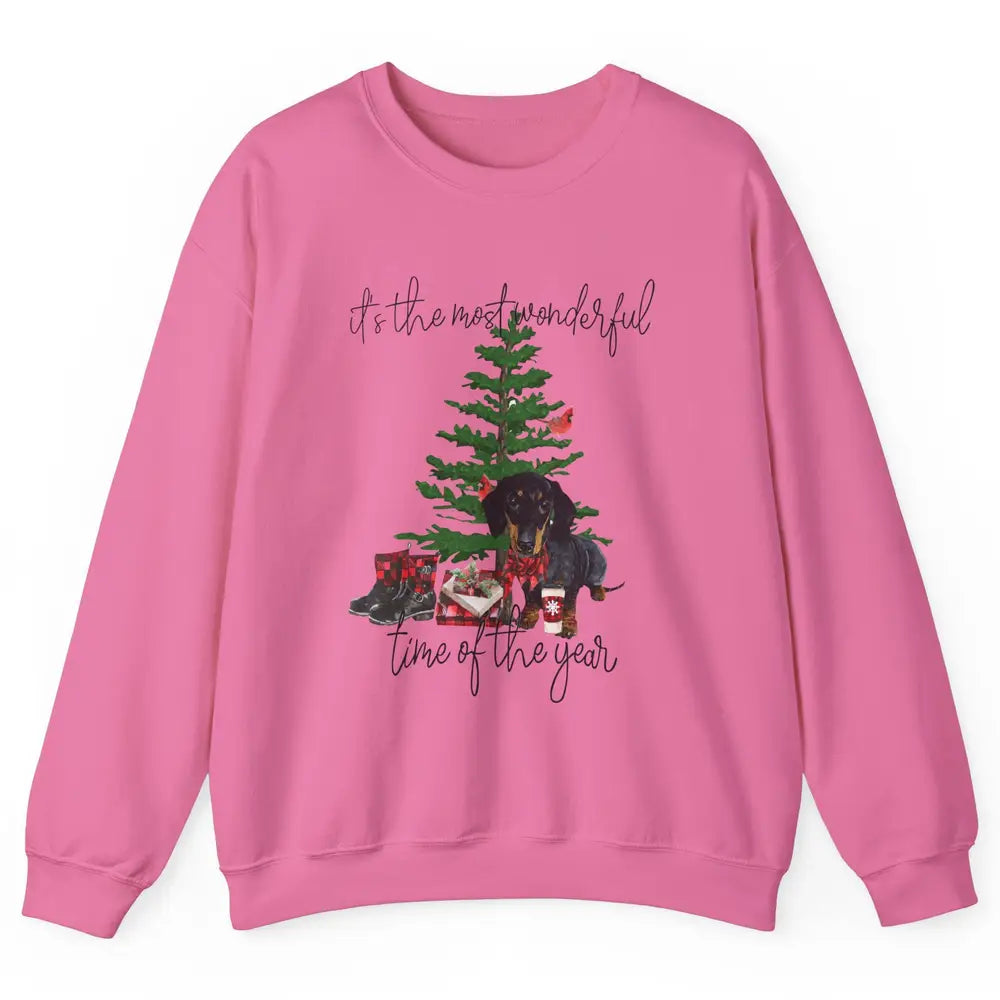 Dachshund Christmas Tree The Most Wonderful Time Of The Year Unisex Crewneck Sweatshirt