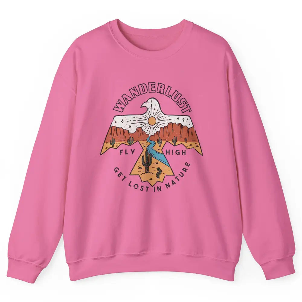 Vintage Eagle Desert Wanderlust Get Lost In Nature Outdoor Unisex Crewneck Sweatshirt