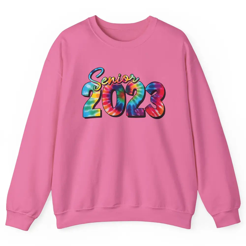 Tie Dye Senior 2023 Class Of 2023 Graduate Bachelor Hat Gift Unisex Crewneck Sweatshirt