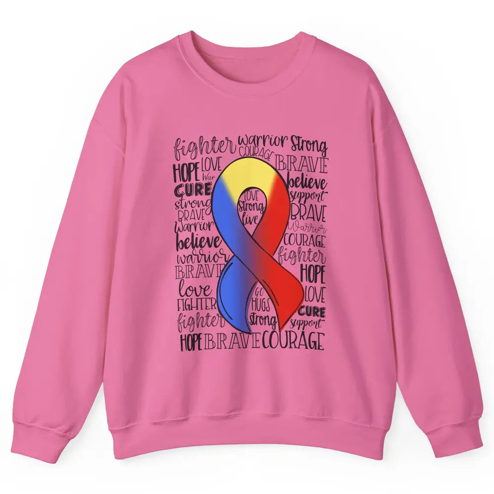 Thoracic Outlet Syndrome Awareness Blue Red Ribbon Hope Love Unisex Crewneck Sweatshirt