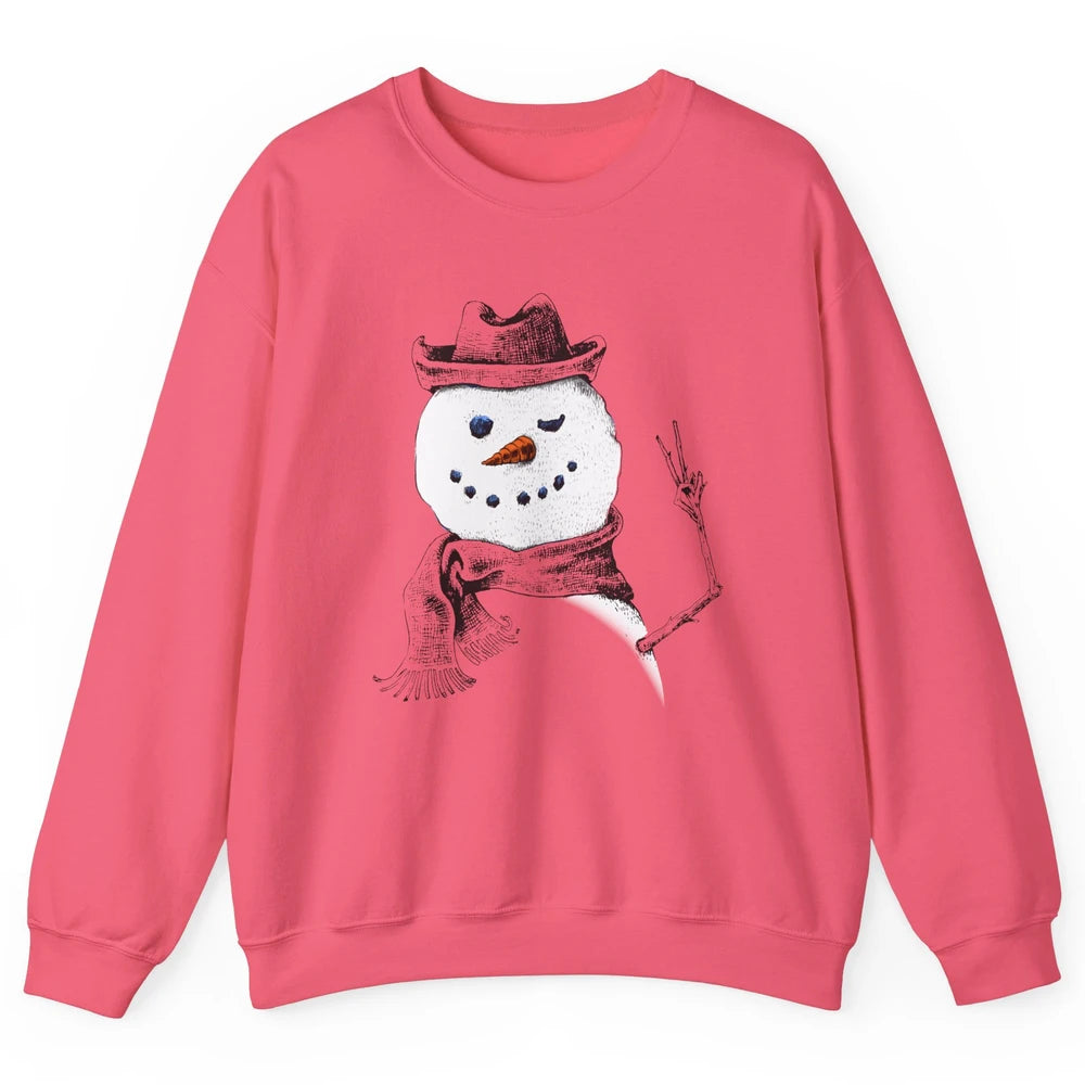 Snowman Peace Sign Christmas Snow Frosty Winter Xmas Gift Unisex Crewneck Sweatshirt