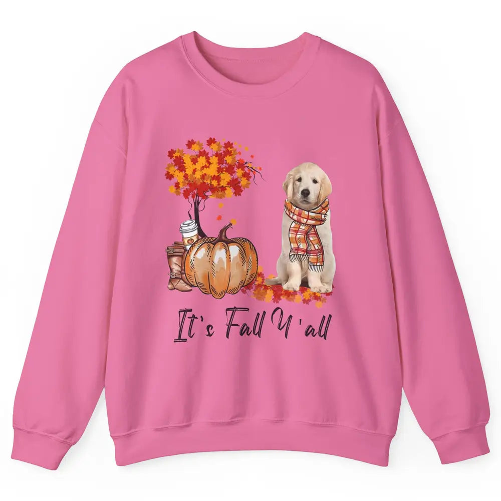 Golden Retriever Pumpkin Happy Fall Yall Autumn Thanksgiving Unisex Crewneck Sweatshirt