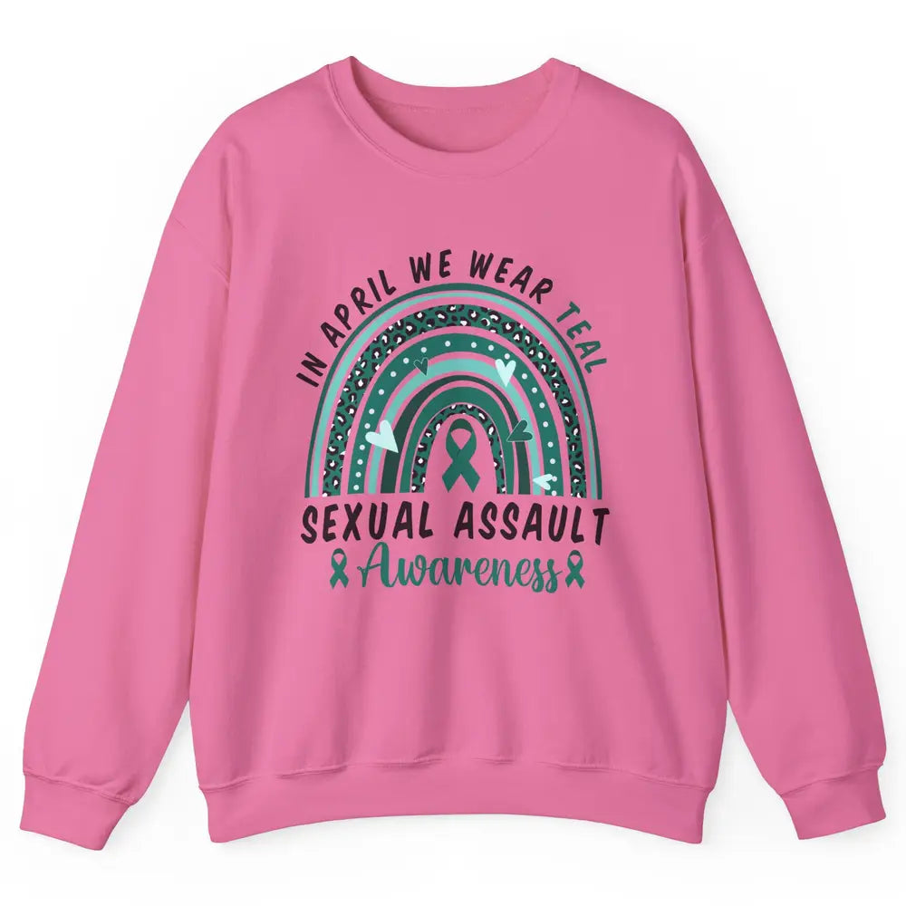 Sexual Assault Awareness Teal Ribbon Rainbow Awareness Gift Unisex Crewneck Sweatshirt