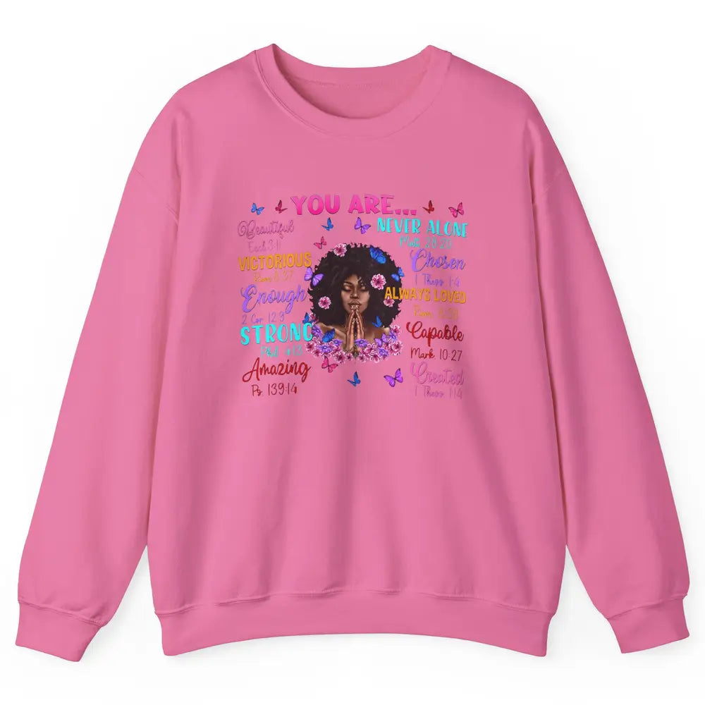 Afro Women Christian God Says I Am Bible Verse Religious Unisex Crewneck Sweatshirt