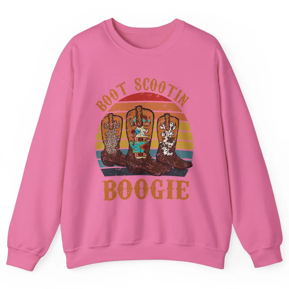 Vintage Cowboy Boots Scooting Boogie Western Country Cowgirl Unisex Crewneck Sweatshirt