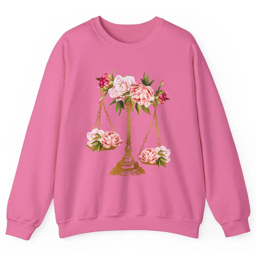 Wildflowers Lawyer Office Scales Decor Justice Law School Unisex Crewneck Sweatshirt