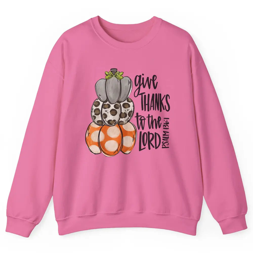 Retro Pumpkin Give Thanks To The Lord Christian Thanksgiving Unisex Crewneck Sweatshirt