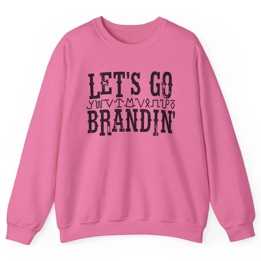 Vintage Cowboy Hat Let's Go Brandin' Western Country Symbols Unisex Crewneck Sweatshirt